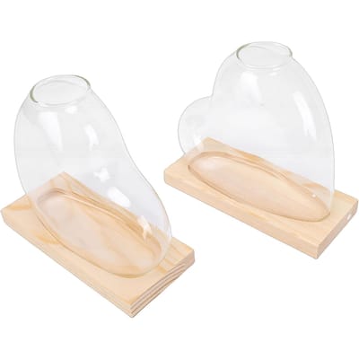 2 Vases de Propagation en Forme de Cœur en Verre Planteur de Bureau Station de Propagation de Plantes pour Petites Plantes Hydroponiques Maison marron clair