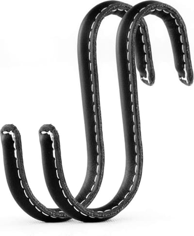 Brute Strength - Leren S-haken - Zwart - 2 stuks - Kledinghaak – Leer - kapstokhaak - Ophanghaken – handdoekhaakjes