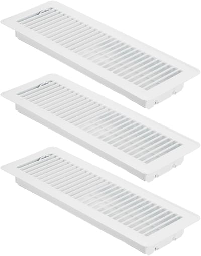 Vloerrooster Ventilatie - Ventilatierooster Vloer - Luchtstroom Regelen - Verstelbare Lamellen - 35 x 10 cm - Wit