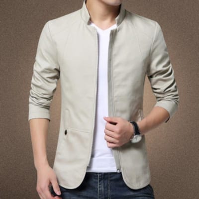 Heren Herfst Opstaande Kraag Gewassen Jas Koreaanse Stijl Grote Maat Heren Heren Slim Fit Jas Heren Zakelijke Jas Heren L white