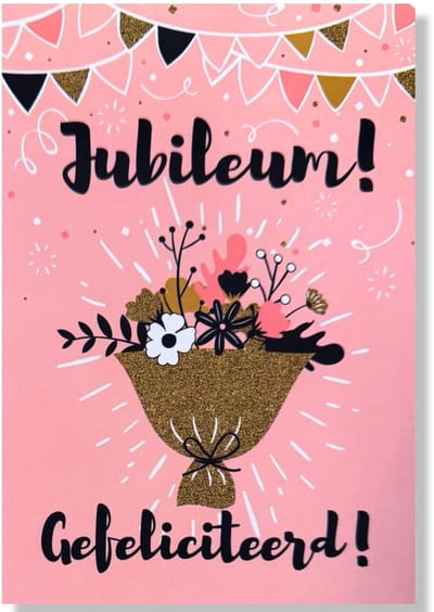 Jubileum Van Harte Gefeliciteerd - 12x17cm - Gevouwen kaart inclusief envelop - Jubileum
