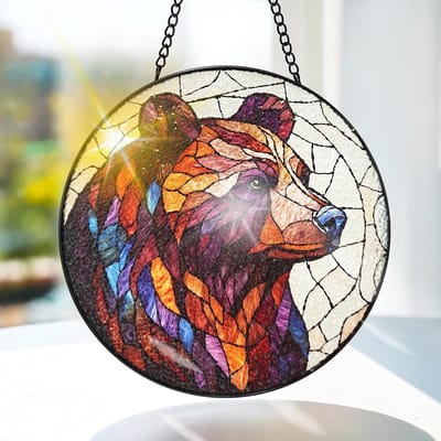 Kleurige Glazen Hangdecoratie in Dierenthema - Raamdecoratie voor Tuin, Deur en Kerst - Handgemaakte Zonnevanger 20x20cm