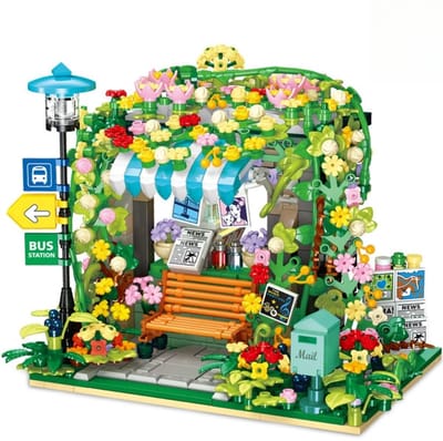 JieStar JJ9197 Bloemen Kiosk met verlichting bouwset | Botanical Flowers Collection modelbouw | Classic Creator STEM speelgoed bouwpakket voor volwassenen en kinderen | Educatief kunstbloemen decoratie geschikt voor Lego | bouwdoos met 834 bouwstenen