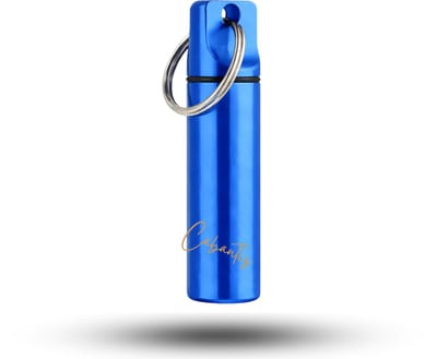 Cabantis® Flathead Mini Pillendoos Sleutelhanger – Aluminium Medicijnhouder – Reispillendoosje – Makkelijk Schoon te Maken – Draagbaar & Lucht- en Waterdicht – Blauw