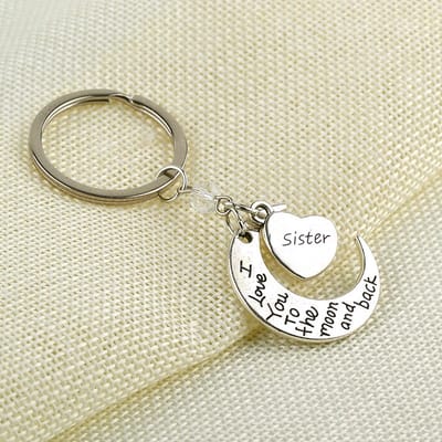 Bixorp Friends Sleutelhanger met Halve Maan & Hart voor Zus  - Best Friends BFF Cadeau voor familie