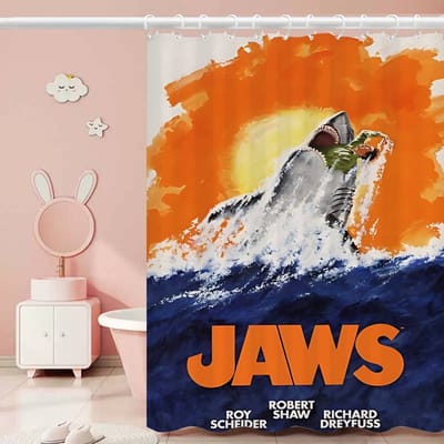 J-JAWS Film 1 stuks Patroon Douchegordijn Plus Haken Waterdicht Machinewasbaar Polyester Stof Abstract 90x180 cm