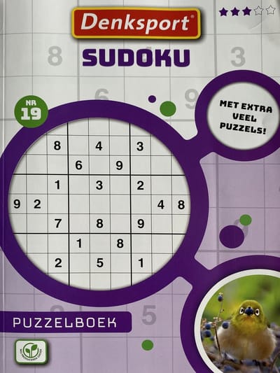 Denksport - Sudoko Denksport Puzzelboekjes - Sudoko Puzzelboek Nummer 19 - 192 Pagina's - 3 Sterren - Puzzelboeken Volwassenen Denksport - Kruiswoord - Woordzoeker - Zweeds - Sudoku - Puzzelboek Nederlands - 192 puzzels - Extra dik!