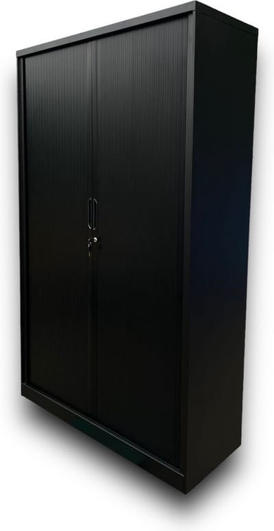 Nieuwe archiefkast/roldeurkast (staal) mat zwart (197x120X45) - Incl. slot - Ook leverbaar in de kleuren antraciet en wit! - grootste maat - 195x120x45 - jaloziedeur - schuifdeur