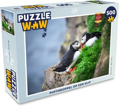 Puzzel Puffinkoppel op een klif - Legpuzzel - Puzzel 500 stukjes