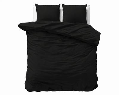 Decoware Dekbedovertrek Uni 240x220 cm - Zwart - Katoen - Met Kussenslopen - Lits-jumeaux