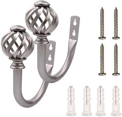 Dailygoods - Gordijnhouders - Stropdassen - Luxe design - Zilver - Haken voor gordijnen - Metalen wandmontage - Vintage uitstraling