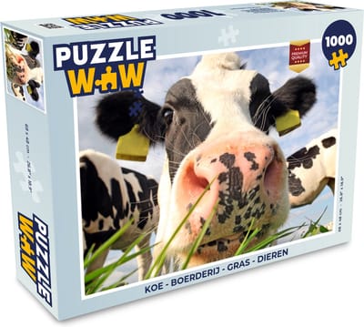 Puzzel Koe - Boerderij - Gras - Dieren - Legpuzzel - Puzzel 1000 stukjes volwassenen