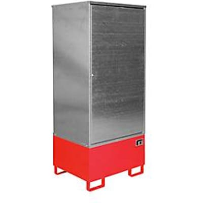 BAUER Gevaarlijke stoffen kast GS-1, plaatstaal, van onderen toegankelijk, B 840 x D 690 x H 1930 mm, voor 1 x 200 l vat, rood