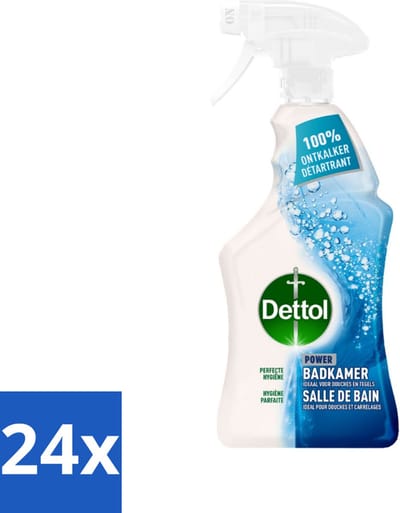 Dettol - Allesreiniger - Spray - Power Badkamer - 100% Ontkalker - 750ml - Voordeelverpakking - 24 stuks