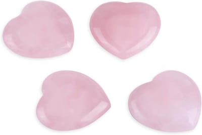 Natuurlijke Rozenkwarts Hartvormige Edelstenen, 4 Stuks, Palmsteen voor Reiki en Decoratie, 1 Inch, Kristallen Accessoires voor Balanceren en Meditatie