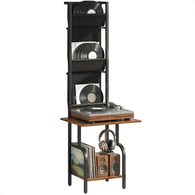 HOMCOM CD-opslagunit-Staal, spaanplaat-50L x 48,5B x 144H cm-Rustiek Bruin