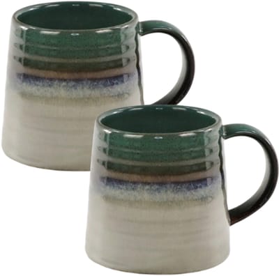 MPLCo - Ombres Mok - Koffiemok - Set van 2 - Theemok - Unieke Beker - Moderne Koffiebeker Servies - Vaatwasser & Magnetron Bestendig - 400ml - Ø10 x 10 cm - Groen-grijs