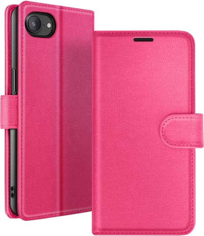 Zanae, Hoesje geschikt voor iPhone 16e - Wallet Case & Magneetsluiting, Fuchsia
