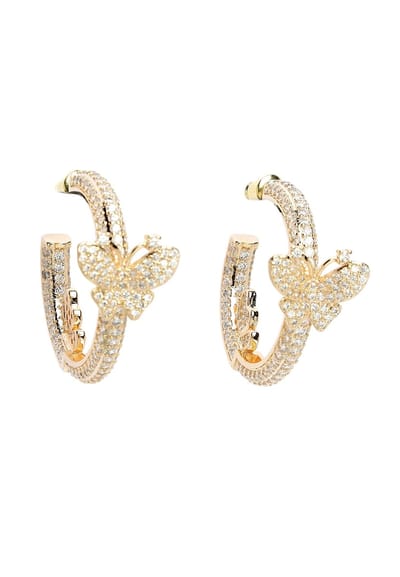 AVANT-GARDE PARIS Dainty Butterfly Hoops - Goud - Elegant en Speels - Hoogwaardige Zirconia - Vrouwelijke Accessoire