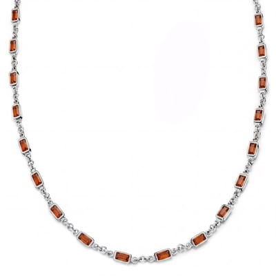 Prism | Zilverkleurige ketting met bruine stenen van kristalglas