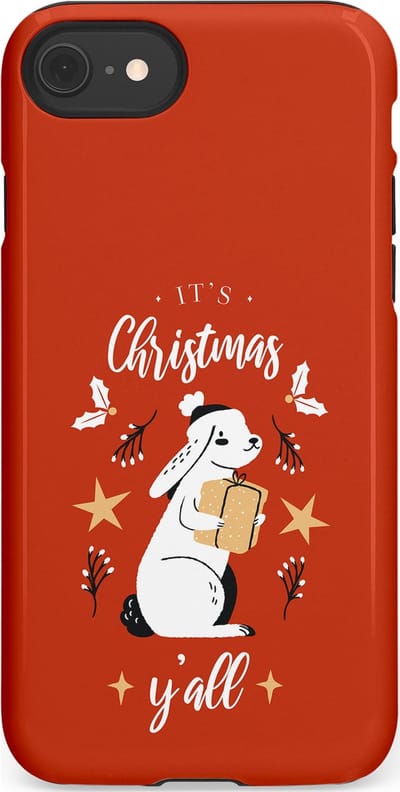 Casetastic hoesje geschikt voor Apple iPhone SE / Apple iPhone 7 / Apple iPhone 8 - Dubbellaagse bescherming - Kerst Konijntje Flappie - Fashion Case - Terracotta