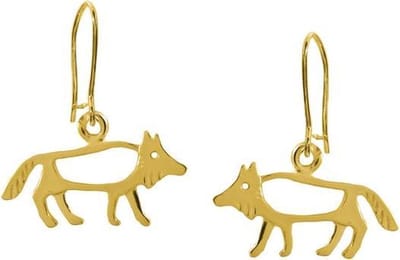 Oorbellen, hang, Kleine gouden wolf
