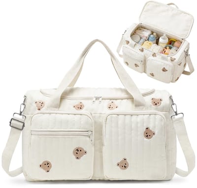 Aucuu Flintronic Luiertas, babytas, mama, ziekentas, geboorte, borduurwerk, grote Mommy bag, draagbare, reistas, luiertas, kinderwagen voor ziekenhuis, reizen, kinderwagen