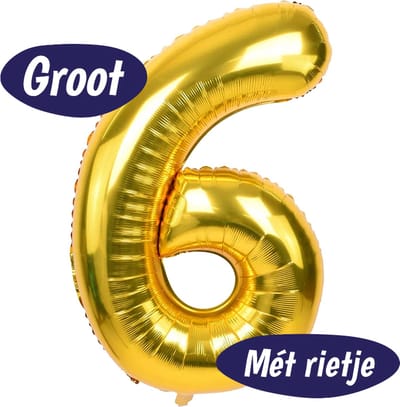 Cijfer Ballonnen - Ballon Cijfer 6 - 70cm Goud - Folie - Opblaas Cijfers - Verjaardag - 6 jaar, 16 jaar, 60 jaar - Versiering