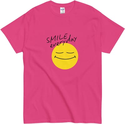Dames en Heren T Shirt - Smiley en Quote: Smile Everyday - Positief en Motivatie - Roze - 2XL
