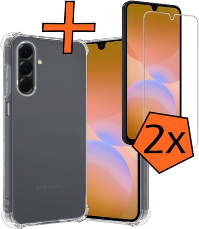 Hoes - Met Screenprotector - 2 Stuks - Geschikt voor Samsung Galaxy A26 - Sterk & Shockproof - Siliconen Case - Back Cover - Telefoon Hoes - Shock Proof - Transparant