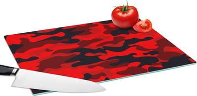 Glazen Snijplank - 39x28 - Camouflage - Rood - Patronen - Snijplanken Glas
