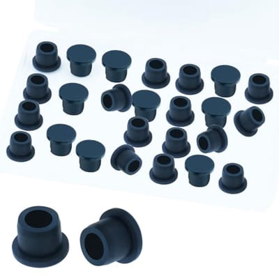 24 stuks 1/2 inch zwarte siliconen rubberen onderzetters voor het afdichten van gaten