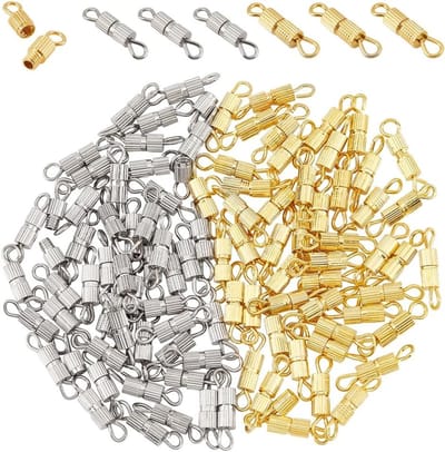 100 sets messing schroefdoppen in 2 kleuren voor sieraden maken, kappen voor armbanden en kettingen, eindpunten en sluitingen