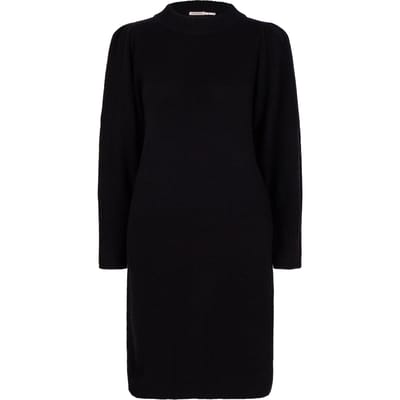 EsQualo Dress Puff Sleeve Black Maat: S | Midi Jurken Outlet | Dames | Zwart