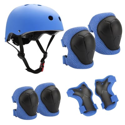 Fietshelm Combi met Bescherming - Kinderhelm - Skate Beschermset Kinderen - Blauw - Fietsbescherming - Sportbescherming