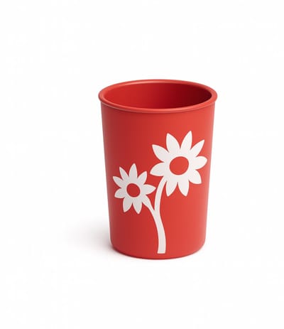 Antislip Beker Bloemen 200ml - Rood