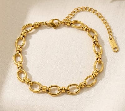 Lundholm Luxe Premium Stainless Steel Gold Plated Goudkleurige Armband Dames Schakel Jewellery cadeau - verjaardag cadeau vrouw Afscheid My Ellen Serie Bedankt Cadeau - Scandinavisch Design