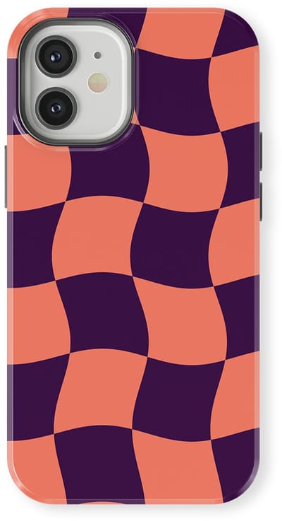 Checkered Warp Hoesje geschikt voor iPhone 12 Mini | Geschikt Voor Mag | Uniek Design Hoesje | Beschermhoes geschikt voor iPhone 12 Mini Check Flame