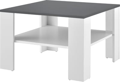 Salontafel Leiden vierkant 60x60x40 cm wit en donkergrijs