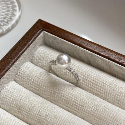 Foxanry Sprankelende Zirconia Parel Ringen Voor Vrouwen Meisjes Franse Elegante Minimalistische Trendy Zoete Romantische Bruiloft Bruid Sieraden Cadeaus resizable gray