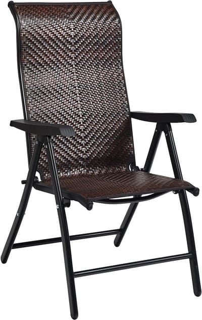 COSTWAY Tuinstoel, polyrotan, klapstoel met 5-voudig verstelbare rugleuning, balkonstoel, weerbestendige inklapbare terrasstoel voor tuin, balkon, terras