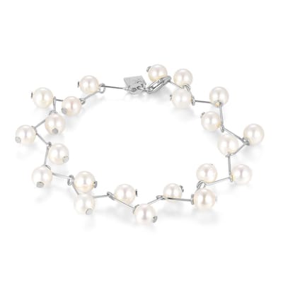 Twice As Nice Armband in zilverkleurig zilver, parels Zilverkleurig 19cm