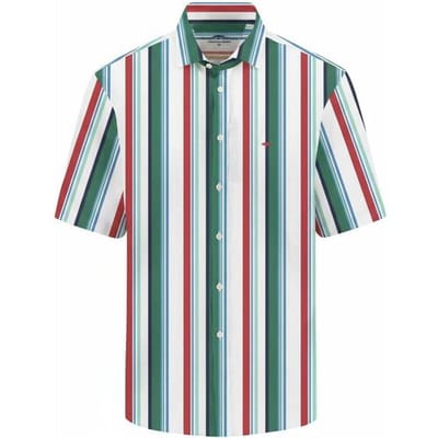 Fynch-Hatton Overhemd Colorful Multi Stripe Linnen Cotton Jade / male