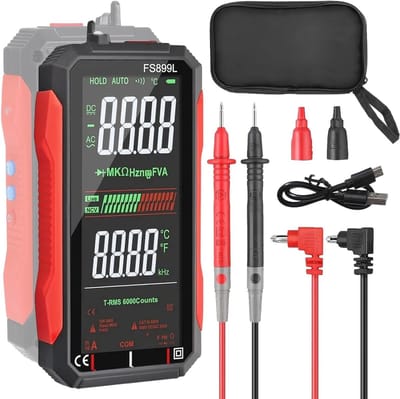 Digitale multimeter met 6000 counts - Auto-range True RMS, meet AC/DC spanning, stroom, weerstand, capaciteit, temperatuur en meer