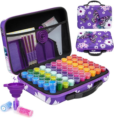 Diamant Schilderij Opberg - Kralen Organizer - Hobby Knutselen - 60 Sleuven - 32 x 22.5 x 7 cm - Transparant