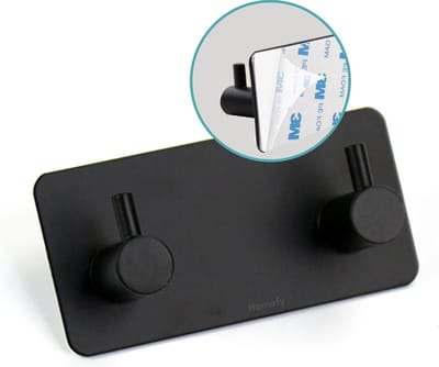 *** Duo Design Ophanghaak - RVS Zelfklevend Wandhaak - Handdoekhaak - Zwart - Ophanghaak Ophangen Theedoek - van Heble® ***
