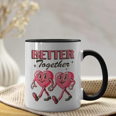 Creasowl® - Better Together - Koffiemok, Valentijn cadeautje voor haar, Liefdes Cadeau voor hem, Koffiebeker, Theemok, Koffie beker, Thee mok, Valentijnsdag Kadootjes, , Koffie mok, Valentijn Cadeau, Mok met oor, Valentijnsdag kadootjes