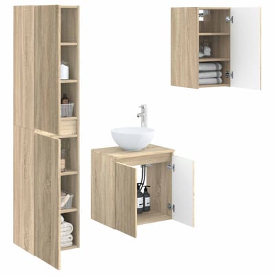 vidaXL - Badkamermeubel - Set - 3 - st - Sonoma - Eiken - 33 - x - 34,5 - x - 160 - cm