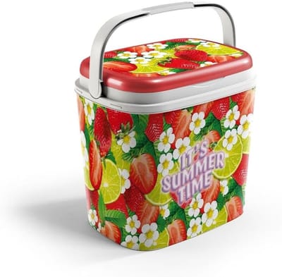 Koelbox - Koeltas Geïsoleerd - Kamperen Reizen Picknick - Lekvrij Lichtgewicht Draagbaar - 27 Liter - Aardbeien Limoen