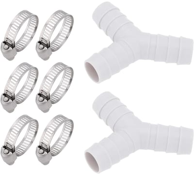 Dailygoods- Y-aansluiting Set van 2 - 16 mm Afvoerslang - Stapelbare Slangklem - Drieweg-ontwerp - 20 mm Buitendiameter - Geschikt voor Wasmachines - Slangaansluiting